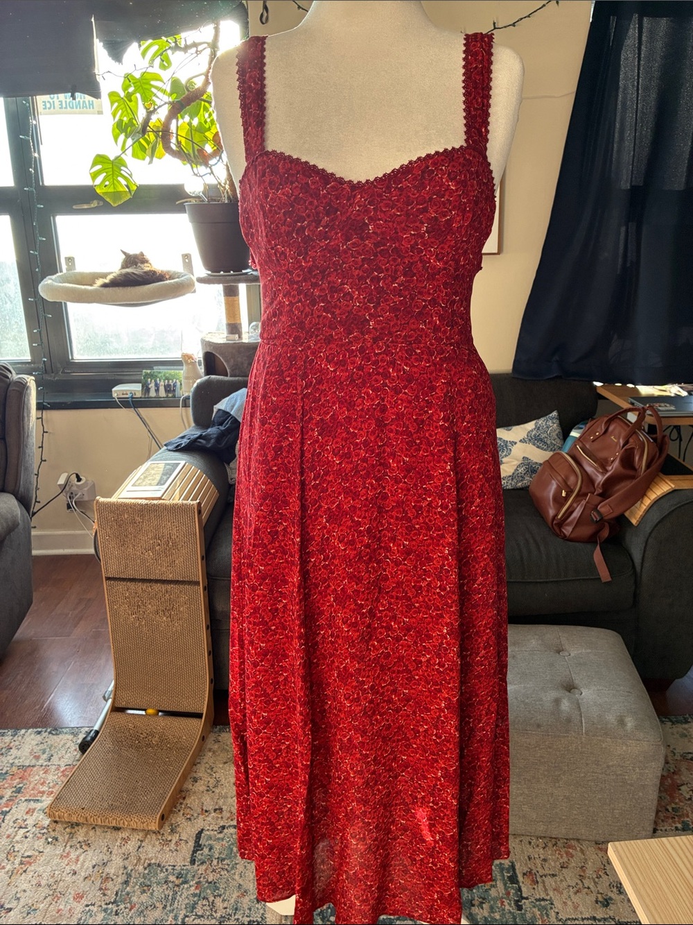 Reformation Red Lace Cami Dress